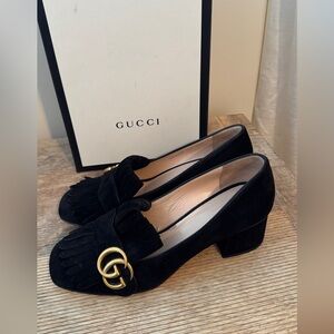 Gucci Marmont Women's Black Suede Loafers Pumps 37 / 7